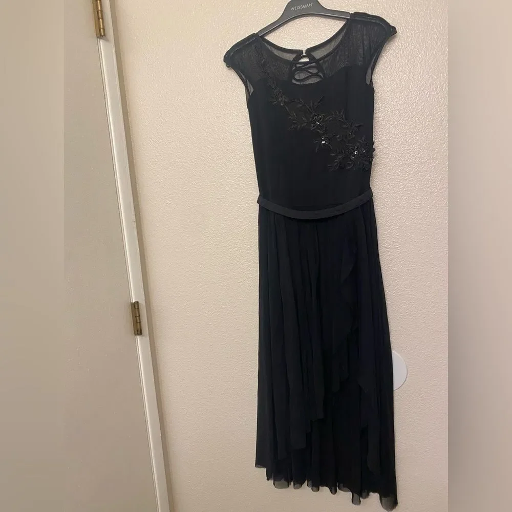 WEISSMAN Dance black lyrical maxi mesh dress appliqué Amen 12333 MA adult